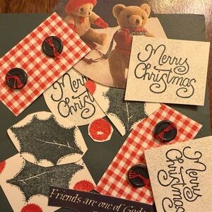 Junkbook/Scrapbook/ Ephemera Merry Christmas with Bears and Holly